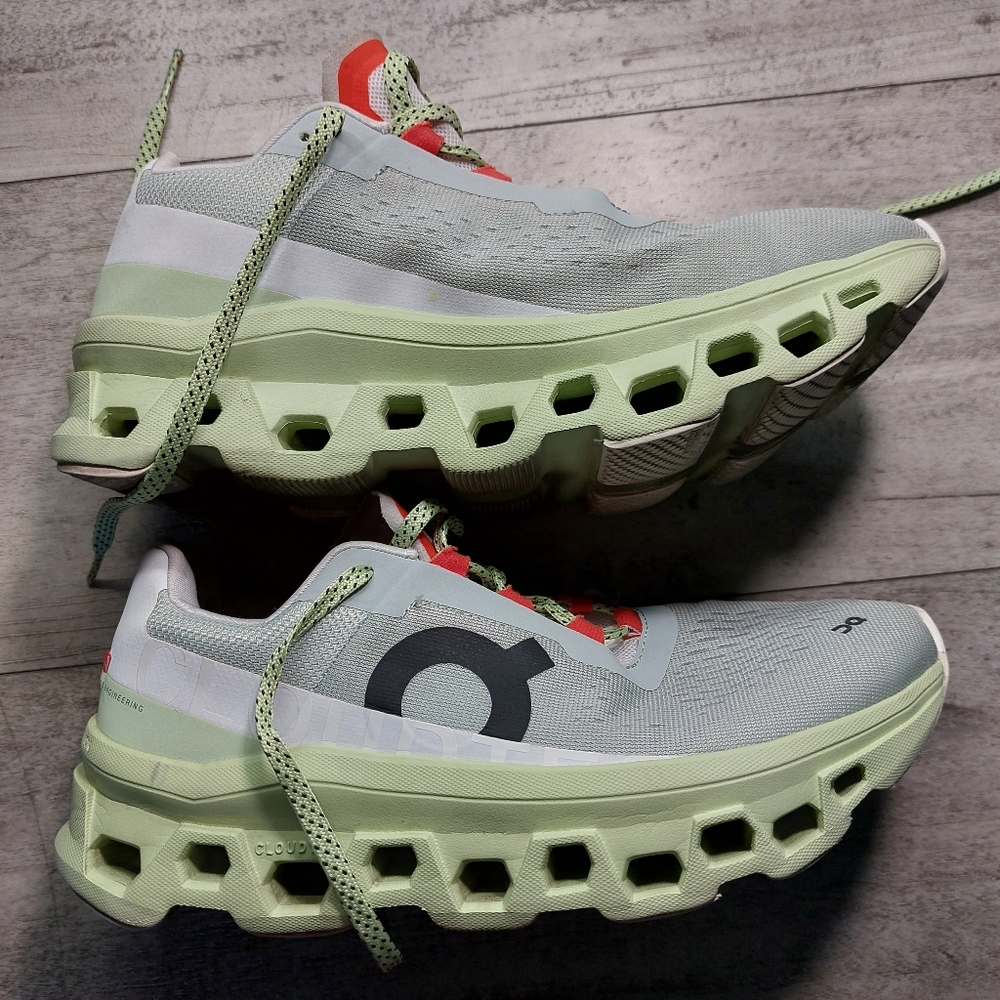 On Cloud Monster Lightweight Sneakers in Pale Mint & Light Gray